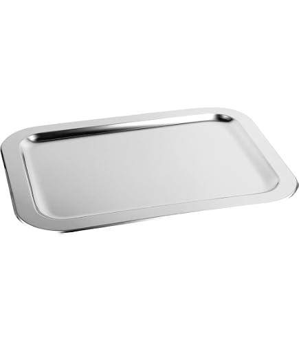 VEMI Acciaio Inox 18/10 Vassoio Decoro Gabbiani Manici Placcati Oro 35 X 20 - 6