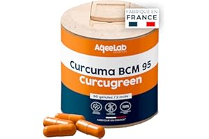 AQEELAB NUTRITION Curcuma ultra dosé - Qualité maximale : BCM95® Curcugreen® - Digestion & Articulation - Meilleure biodisponibilité : x700% - 2 mois - Testé en laboratoire - Made in FR - Ecoresponsable - Aqeelab