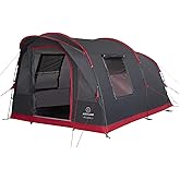 Justcamp Atlanta 3, 5 oder 7 Personen Familienzelt - Tunnelzelt mit Stehhöhe inkl. Vordach & Boden, Eingang mit Fliegengitter