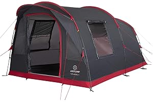 ‎JUSTCAMP JUSTCAMP Atlanta 3, 5 oder 7 Personen Familienzelt - Tunnelzelt mit Stehhöhe inkl. Vordach & Boden, Eingang mit Fliegengitter - Campingzelt groß, geräumig, wasserdicht - Ideal für Campen & Festival
