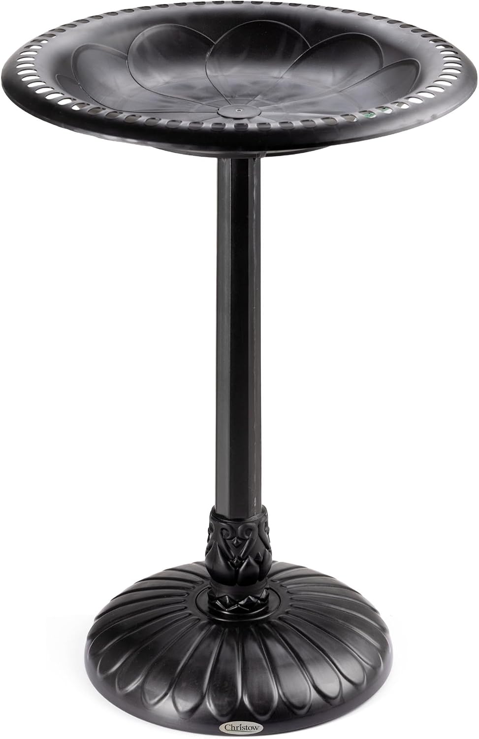 Christow Round Resin Bird Bath, Lightweight & Weather-Resistant Garden Birdbath, Weightable Base & Pedestal – Fillable with Sand & Gravel, Durable Black Outdoor Water Feature, 71cm Tall, 48cm Diameter
