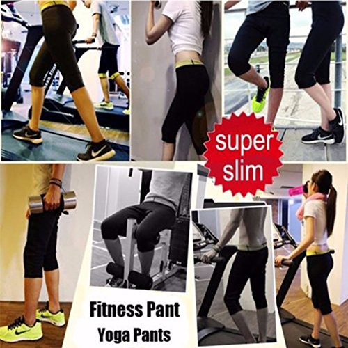 DODOING Damen Mädchen Hot Capri Shapers Pants Schwitzhose Fitnesshose Training Capri Schlank Hose Neopren - 6