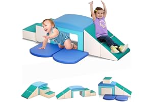 Lischwert Soft Play Explorer Set Foam Blocks Equipment Softzone Shapes Activity Multi-colored Toys for Toddlers ages 1-3 for Climbing (JM321 Light blue)