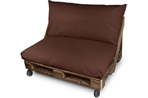 HAPPERS Set Cojines Impermeables y Desenfundables para Palets en Polipiel para Exterior Marrón