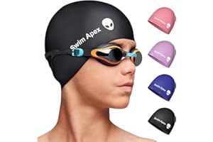 SWIM APEX Silicone Swim Cap 2 Pack for Long Hair Women Waterproof Bathing Pool Swimming Cap Cover Ears to Keep Your Hair Dry,3D Soft Stretchable Durable and Anti-Slip,Spacious, Easy to Put On and Off