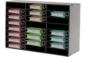 OBLLER Organizador de documentos para oficina, 3 x 8 compartimentos, A4, 73,7 x 30,2 x 59,6 cm, sistema de almacenamiento, soporte de escritorio para casa, oficina, aula (negro, 24 compartimentos)