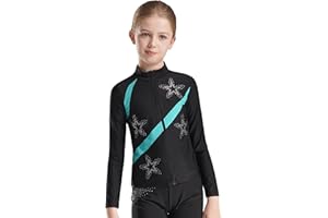 Fldy Kinder Mädchen Eiskunstlauf Jacke Sport Trainingsjacke Sim Fit Mit Glitzer Strasssteinen Kinder Stretch Laufen Yoga Fitness Top