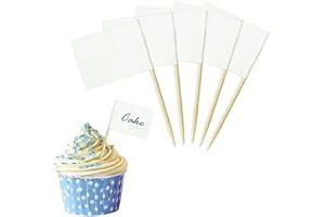 EASYKEENECOM 100PCS Blank Toothpick Flags Kraft Paper Food Labels (3.5 * 2.5cm) Fruit Picks for Party Food, Cheese Plate & Cupcake Toppers, Cheese Label, Baby Shower Names, Fruit Salad Cocktail Sticks, White