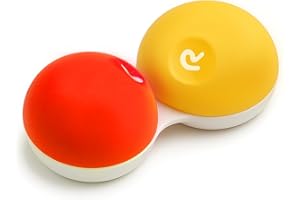 SPORTS WORLD VISION 1PC Agarre Suave Estuche para Lentes de Contacto con Exterior de Goma Antideslizante | Estuche de Viaje con Tapa Rosca para solución de Lentes Contacto | Marcas L/R en el envase