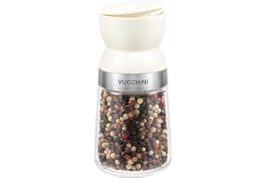 Vucchini Salt and Pepper Grinders with Ceramic Core,Adjustable Coarseness,Beige,Spice Mills,Home Kitchen Birthday,Housewarming Gifts