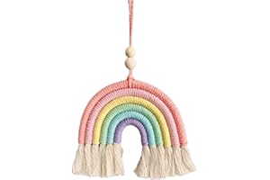 XPEX Baby Zimmer Deko: 15 * 30cm Regenbogen Wandbehang, Makramee Boho Babyzimmer Deko