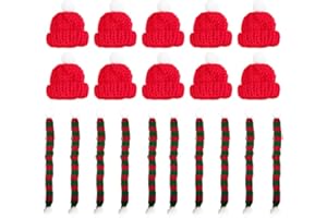 Amosfun 20 Stücke Mini Weihnachtsmütze und Schal Set Kleine Nikolausmützen Weihnachten Weinflasche Abdeckung Puppenzubehör Hunde Kostüm Lutscher Mütze Hund Flaschendeko Tischdeko