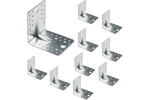 VHG Heavy Duty Angle Brackets - Pack of 10 (105 x 105 x 90 x 2.5) Metal L Shape Braces with Beading, Galvanised Steel Sheet 90 Degree Reinforced Fixing Connectors