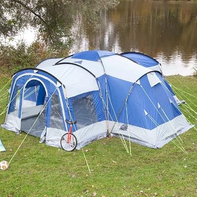 Skandika Nimbus 8 Tente de camping tunnel familiale pour 8 personnes Bleu 615 x 605 cm