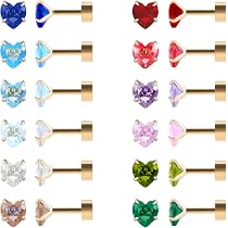 6 Paar Ohrstecker Aus Chirurgischem Edelstahl – Mit Herz, Stern, Quadrat & Rundem Design, 18K Vergoldet, Für Frauen