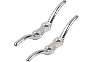 Hoxfly 2PCS 113mm Cleat Hooks Silver, Stainless Steel, Wall Mount, Modern Style, Rope Tethering, Cord Securing