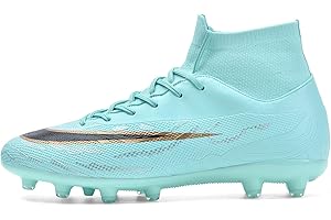 BINBINNIAO Football Boots Unisex High Top Spike Soccer Shoes Outdoor FG/AG Trainers Cleats Teenager Professional Competition Athletics Sneakers Non-Slip