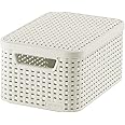 Curver Aspect Rotin Style 205839 Storage with Second-Generation Lid Polypropylene, Off-White, Small