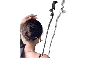 Ypkia 2 stycken hårpinne metall silver hårpinnar glänsande långa hårnålar chignon pins för damer bullar dekorativt hår fast f