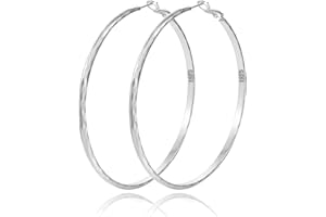 PRETOLE 3mm Sterling Silver Hoop Earrings for Women Hypoallergenic Large Silver Hoop Earrings Diamond-Cut Gold Hoop Earrings Thin Hoop Oversize Big Silver Hoop Earrings 925 Sterling Silver for Girls