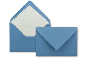 NEUSER PAPIER 25 buste per lettere, formato DIN B6, 12,5 x 17,6 cm, carta vergata, fodera in carta velina di alta qualità, per Natale e occasioni festive, colore azzurro cielo
