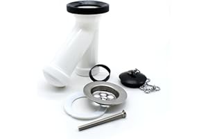 DOJA Barcelona | Sifon Lavabo en Forma de Y | Pack 1 | Sifon Bidet para WC | Ø70x1 1/2"-Ø40 | Sifón Blanco | Para Lavadero, Desague Fregadero, Desague Lavabo, Valvula WC, Sifon Cocina Fregadero