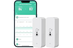 PHOVOLT Sensor de termómetro de higrómetro WiFi para el hogar, sensor de humedad inalámbrico con alerta de notificación de aplicación remota, funciona con la aplicación Tuya(paquete de 2)