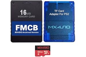 AUKUOY PS2 MX4SIO TF-Kartenadapter mit 64G TF-Karte und PS2 FMCB MX4SIO archivierte Versionskarte für PlayStation 2 PS2 Alle Versionen, PS2-Speicherkarte
