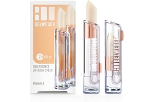 BELWEDER - 2 x Baumes à Lèvres Protection Solaire SPF20 à la Vitamine E - Protecteur, Apaisant, Régénérant - Idéal Mer et Montagne - Baume Transparent Pour Hommes et Femmes - 2 Sticks de 3,5 g