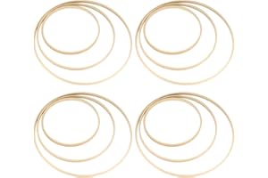 FULUSHOUXI 12 Pezzi Anelli a Cerchio in Legno di Bambù, Cerchi Legno per Decorazioni Fai da Te, Ghirlande, Acchiappasogni Artigianato - 15/20/25cm