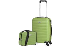 ITACA - Valise Cabine Rigide Légère à Roulette 4 Roues Pivotantes avec Cadenas à Combinaison Extensible. Bagage Cabine Idéal pour Voyager en Avion Petite Valise Compacte Avec trousse de toil, Pistache