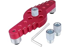 Treki Guide de Perçage Bois 2-in-1 Gabarit de Percage Tourillon Vertical Localisation de Trous en Bois avec Bague de Forage Dowel Drill Guide pour Travail Positionneur de Gabarit de Perçage Aluminium