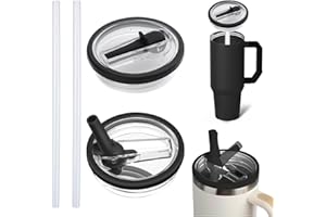JAONLD 2 Stücke Ersatzdeckel für 40oz Becher Cup Deckel Ersatz Zubehör,Wiederverwendbar,Auslaufsicher und Staubdicht Cup Strohhalm Abdeckung Deckel für Stanley Cup(Schwarz)
