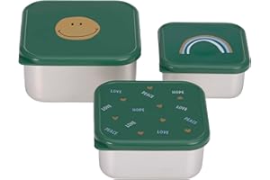 LÄSSIG Snackbox Kinder 3er Set Edelstahl Brotdose/Snackbox Stainless Steel Happy Rascals Smile