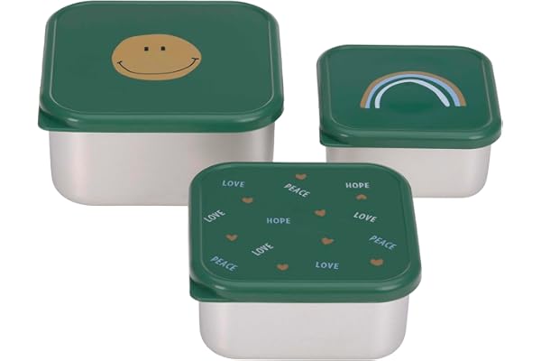 Lässig Snackbox enfants Set 3 en acier inoxydable boîte à pain/Snackbox Stainless Steel Happy Rascals Smile