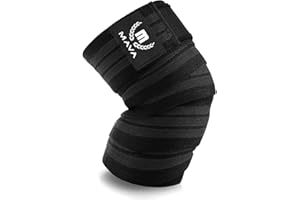 Mava Sports Knee Wraps for Men & Women, Ideal for Cross Training, WODs, Gym Workouts, Weightlifting, Knee Straps for Squats, 72" Compression & Elastic Support (Black - 1pc.)