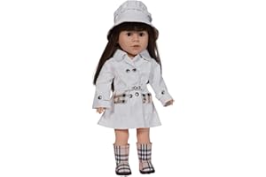 The New York Doll Collection - Bambola Pioggia Indossare Set - Include Bambole (Bianco) Pioggia Cappotto, Stivali e Bambola Cappello - per Moda Ragazza Bambole Si Adatta 18 Pollici / 46 cm Bambole