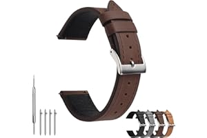 TODYSTRAP Cinturino Orologio Pelle 20mm, Cinturini Orologio Uomo Nero, Cinturini per Orologi di Ricambio, Cinturino Smartwatch con Fibbia in Acciaio Inossidabile, 18mm 20mm 22mm 24mm