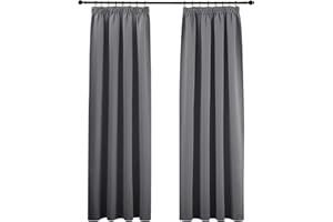 PONY DANCE Cortinas Termicas Aislantes Frio y Calor Cortinas Salon Modernas 2 Piezas Cortina Opaca Cortinas Dormitorio Matrimonio Cortina Ventana para Riel, 167x228 CM, Gris