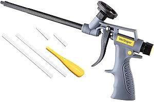 VERLINGER Pistolet pour Mousse PU - Applicateur Professionnel pour Isolation, Remplissage et Calfeutrage - Pistolet Mousse de Construction Gris Robuste pour Réparation, Chantier et Travaux Bricolage