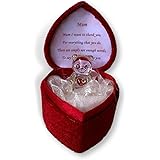 Glass Bear in Love Heart Shaped Box for a Much Loved Mum Thank You Mum