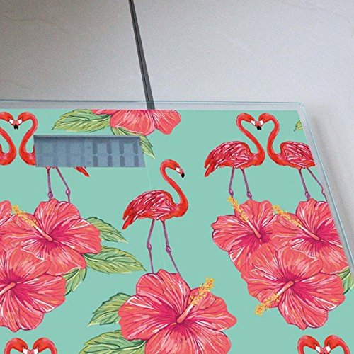 banjado – digitale Personenwaage Körperwaage 30cm x 30cm Glaswaage mit Motiv Flamingo Liebe - 4