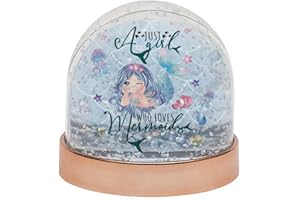 GETAGIFT Just a Girl Who Loves Mermaids Ocean Fish Underwater World Art Kids Present Snow Globe Dome Glitter Shaker. (Rose Gold)