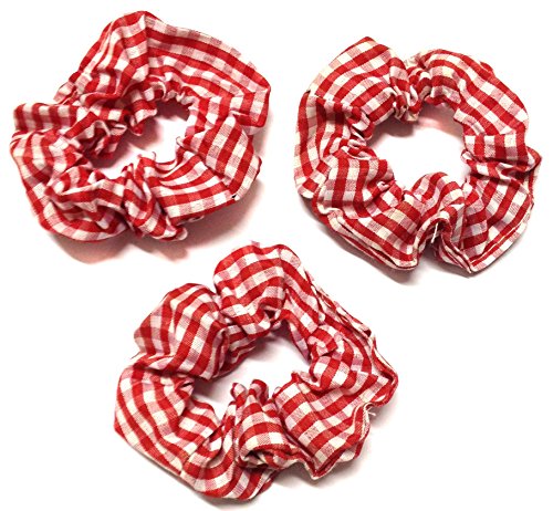 Allsorts® 3 Red Gingham Hair Scrunchies Hair Band School Hair Accessory Bobbles Elastics