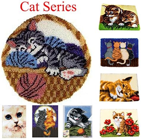 BYT collection 14 Models Latch Hook Kit Rug Making Crafts 21 inch X 21 inch Cat110