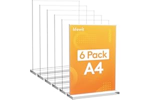 Lifewit 6 Espositori Porta Depliant A4 in Acrilico, Supporto Verticale Trasparente Bifacciale da Tavolo, Cornice per Foto, Espositore Volantini per Reception, Ufficio, Negozio, Ristorante, Hotel