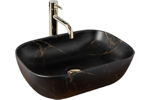 Rea Bathroom Sink Made of Ceramic Belinda Black Marble Matt - Black matt - REA-U8908