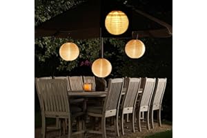 Reiei Lot de 4 lanternes solaires à suspendre pour jardin chinois IP55 en nylon étanche à LED pour festival, terrasse, cour, décoration de maison (4 pièces, 30,5 cm, blanc)