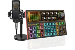 SKTOME K300 Sound Effects Board Set, LED Light Voice Changer Sound Card with Multiple Sound Effects - Podcast Equipment Bundle for Live Streaming/Laptop Computer Vlog/Living Broadcast YouTube or TikTok