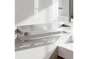 Womamny Shower Caddy No Drilling, Bathroom Shelf Wall Mounted, 40 cm Stainless Steel Shower Shelf No Drilling, Shower Storage for Bathroom Kitchen Balcony